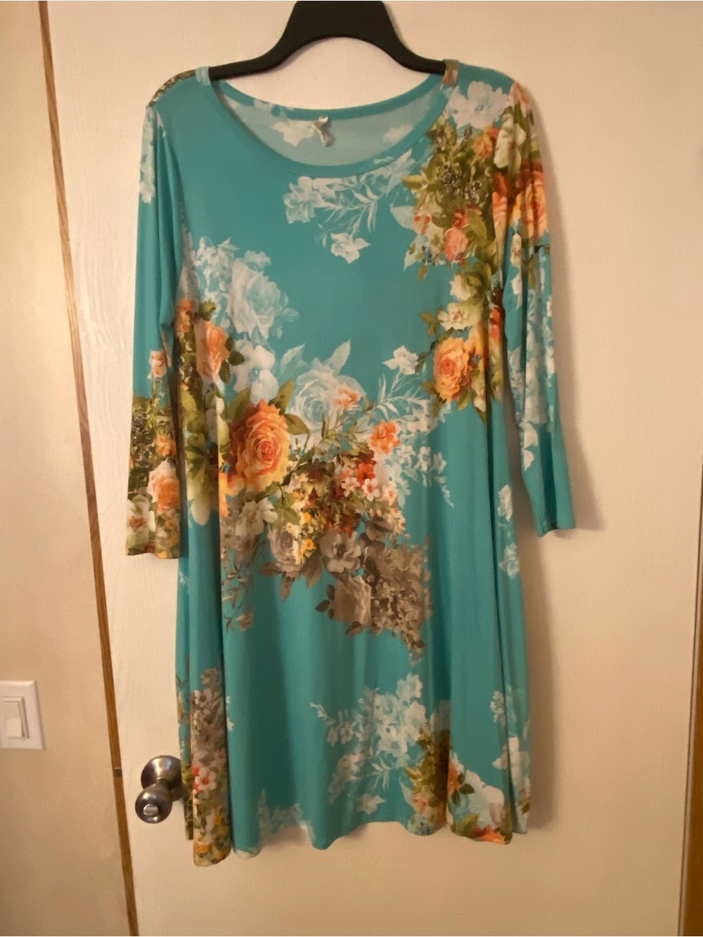 Bellamie Teal Floral Scoop Neck Tunic
